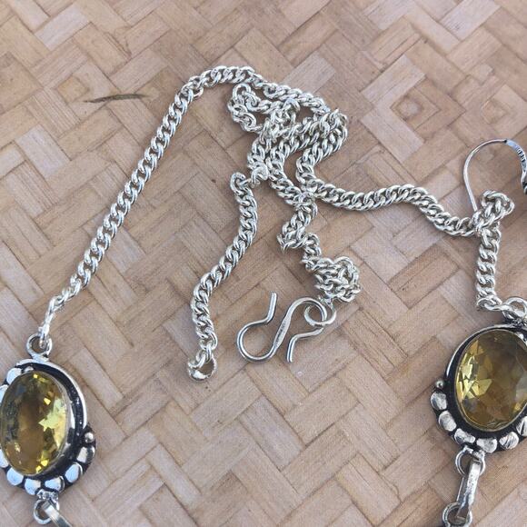 925 Sterling Faceted Citrine Necklace 21" - Picture 4 of 7